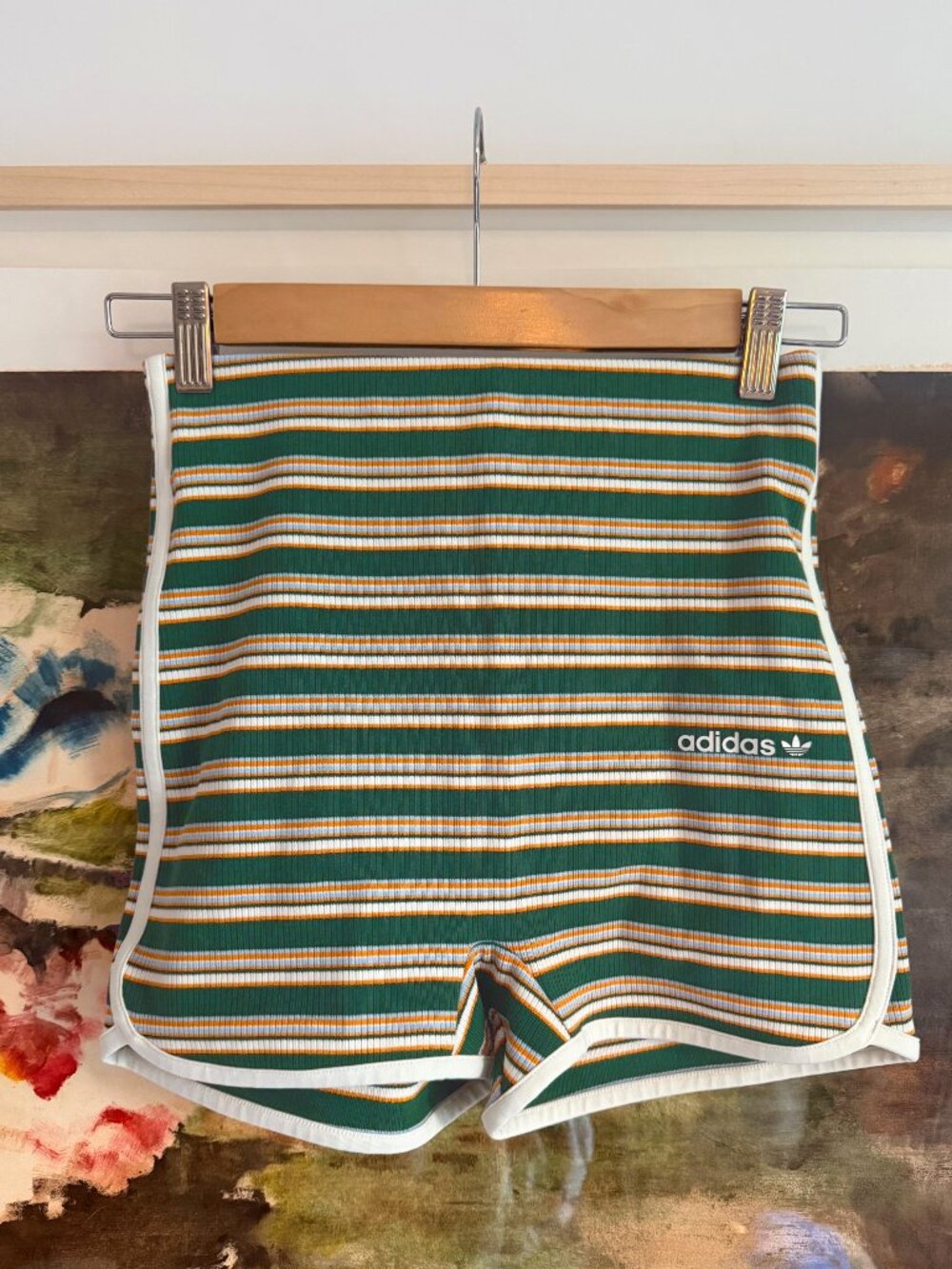 adidas Originals ribbed striped booty shorts